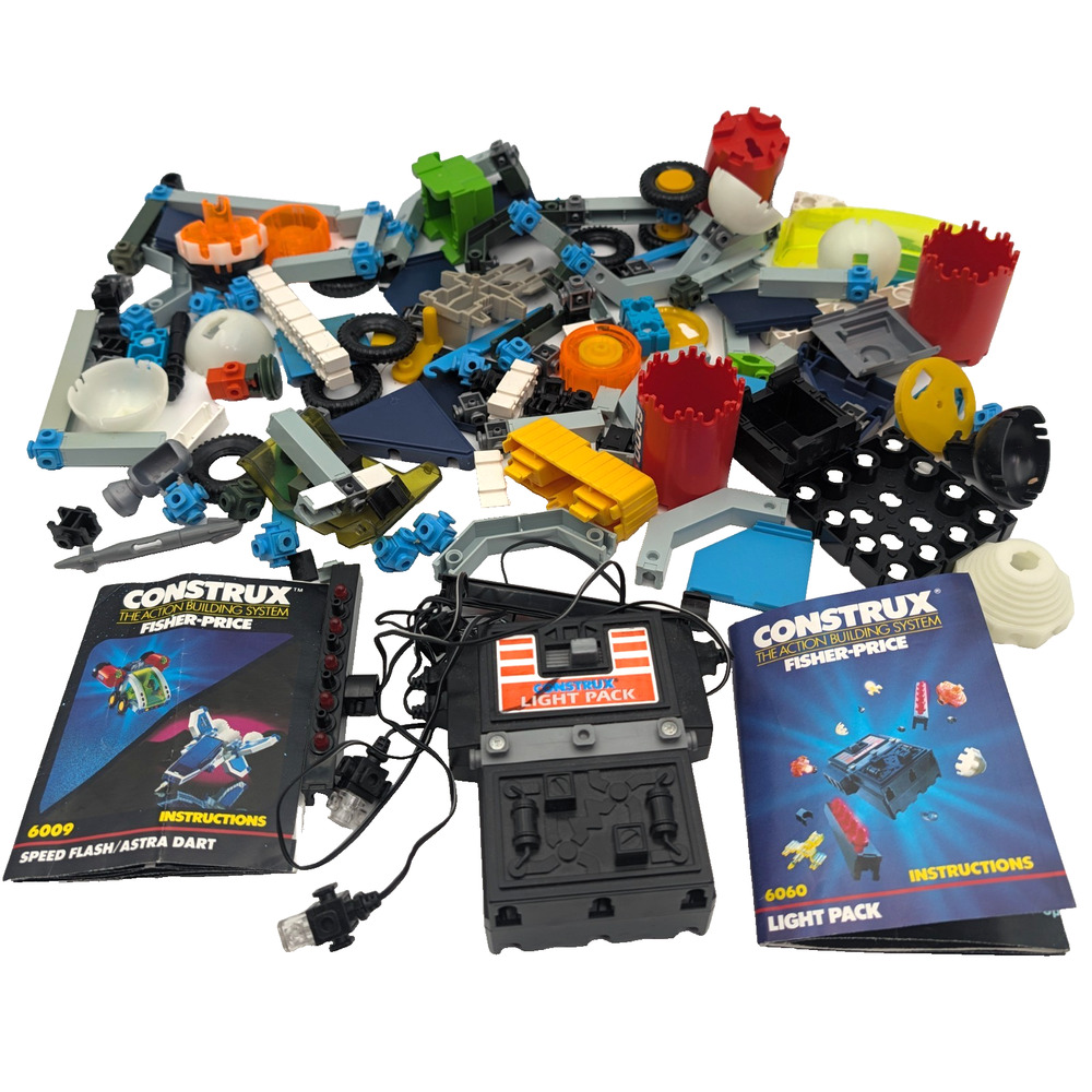 VTG Lot 2 Lbs Fisher Price Construx Building Toys Accessories Light Pack Manuals